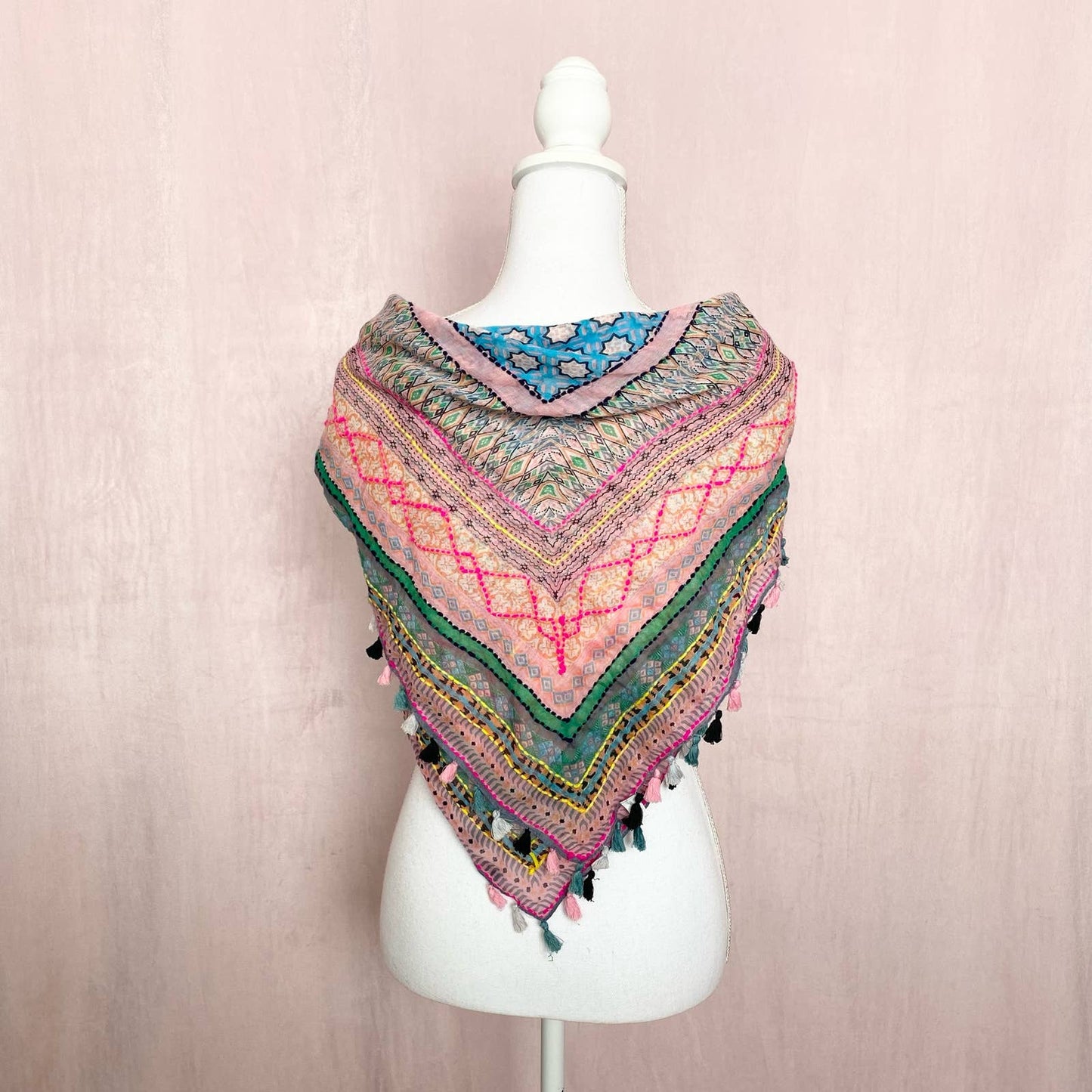 Secondhand Rainbow Knit Versatile Tassel Scarf - Shawl, Top, Skirt, etc.