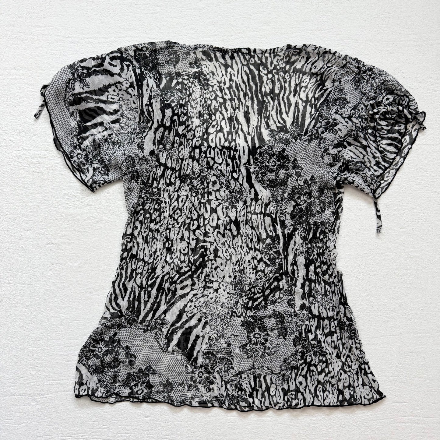 Y2K Kaelyn Max Sheer Beaded Tie Sleeve Blouse, Size Large