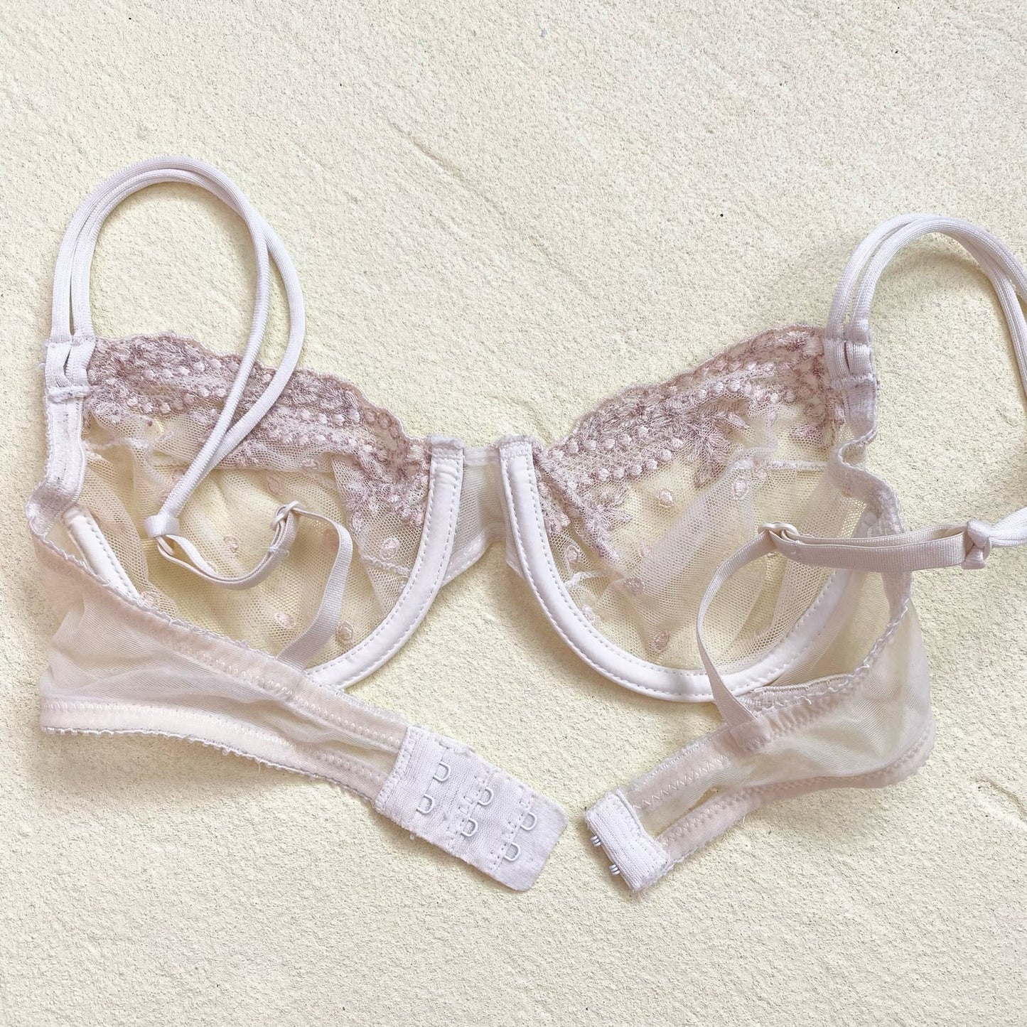 Y2K Calvin Klein Lace Mesh Underwire Bra, Size 32B