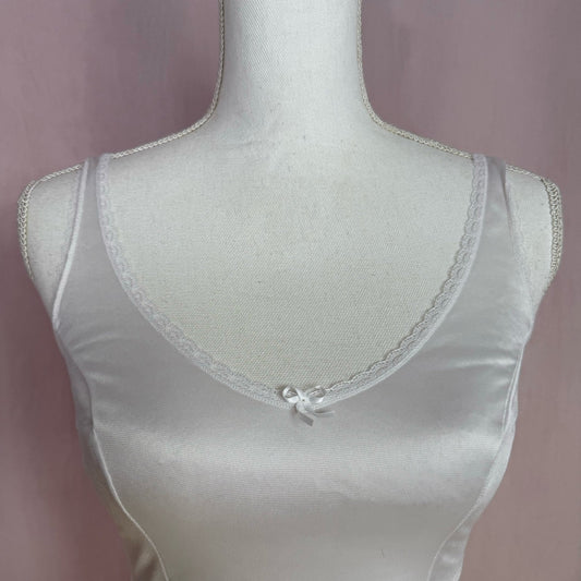 Reworked Vassarette Vintage Crop White Cami, Size Small
