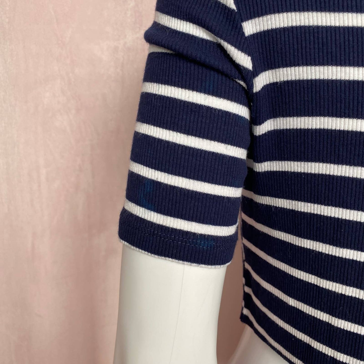 Secondhand Reworked Zara R U Mine Patch Stripe Crop Tee, Size Small