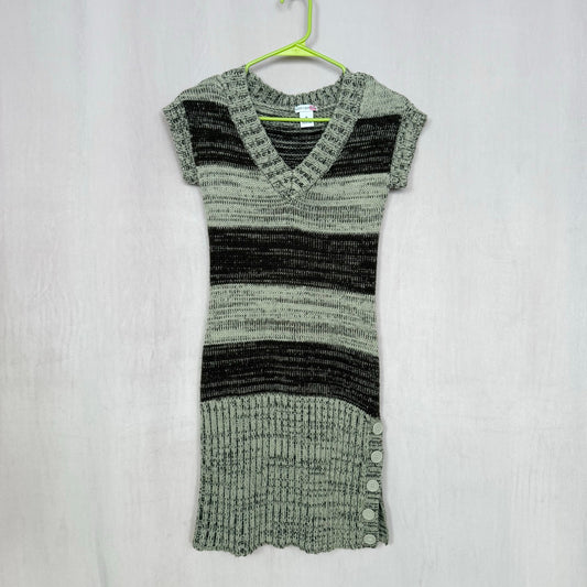 Y2K Stripe Knit Mini Sweater Dress, Size Medium