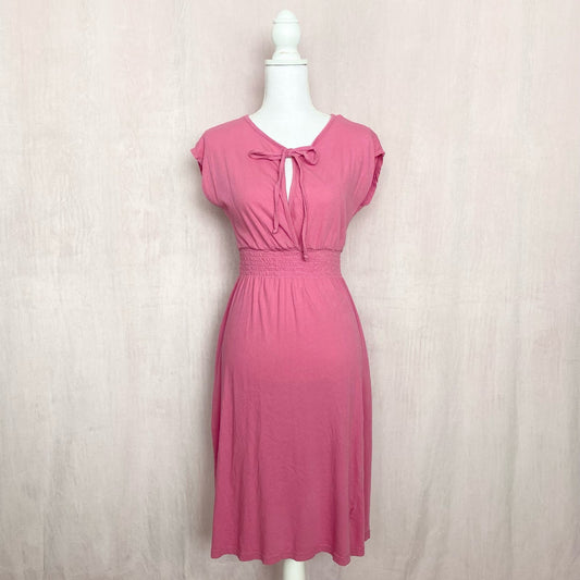 Secondhand C&C California Pink Cotton Tie Front Midi Dress, Size XS