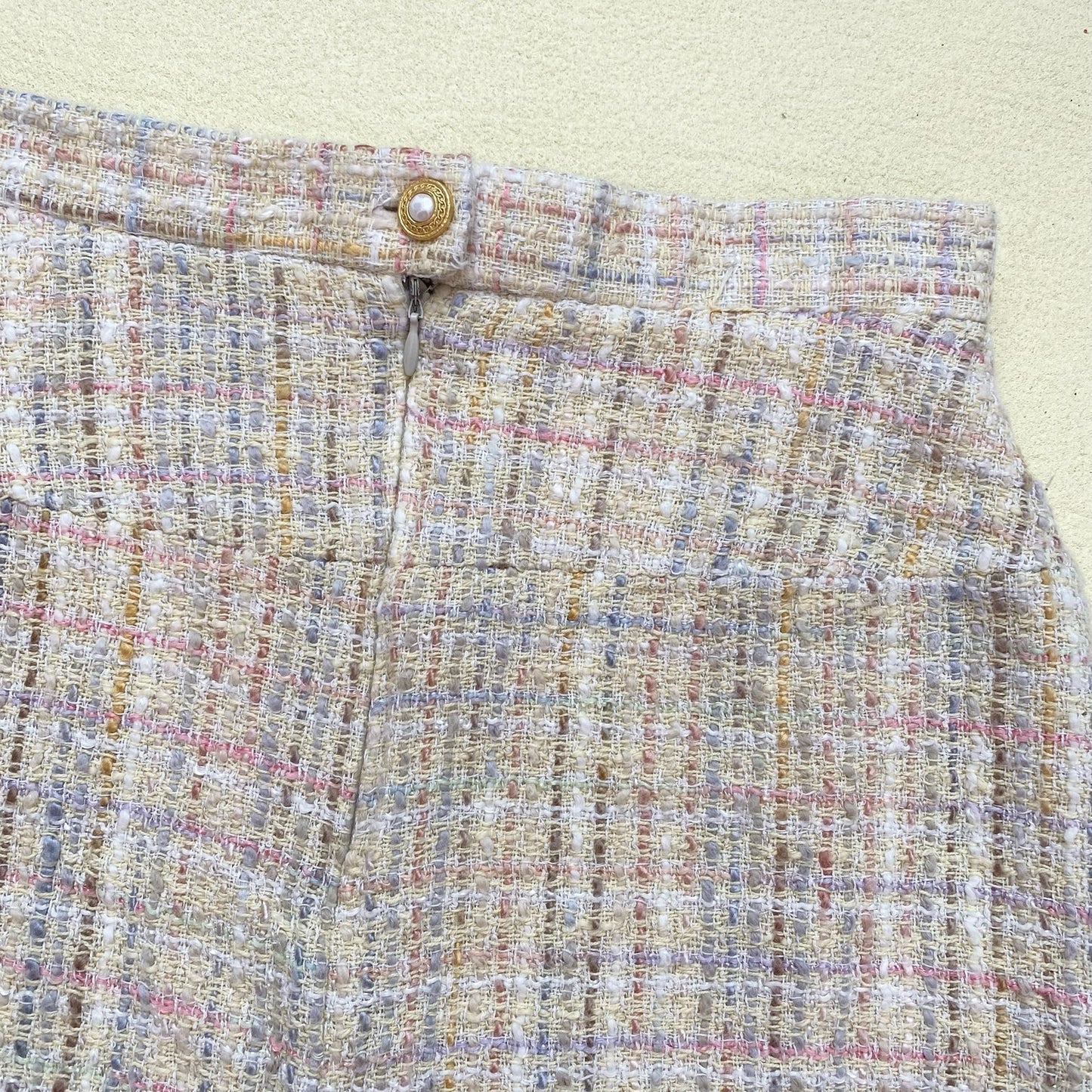 Vintage ABS Tweed Fringe Hem Mini Skirt, Size Small