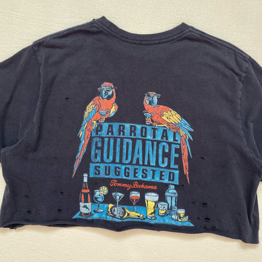 Upcycled Tommy Bahama Parrotal Guidance Distressed Crop Tee