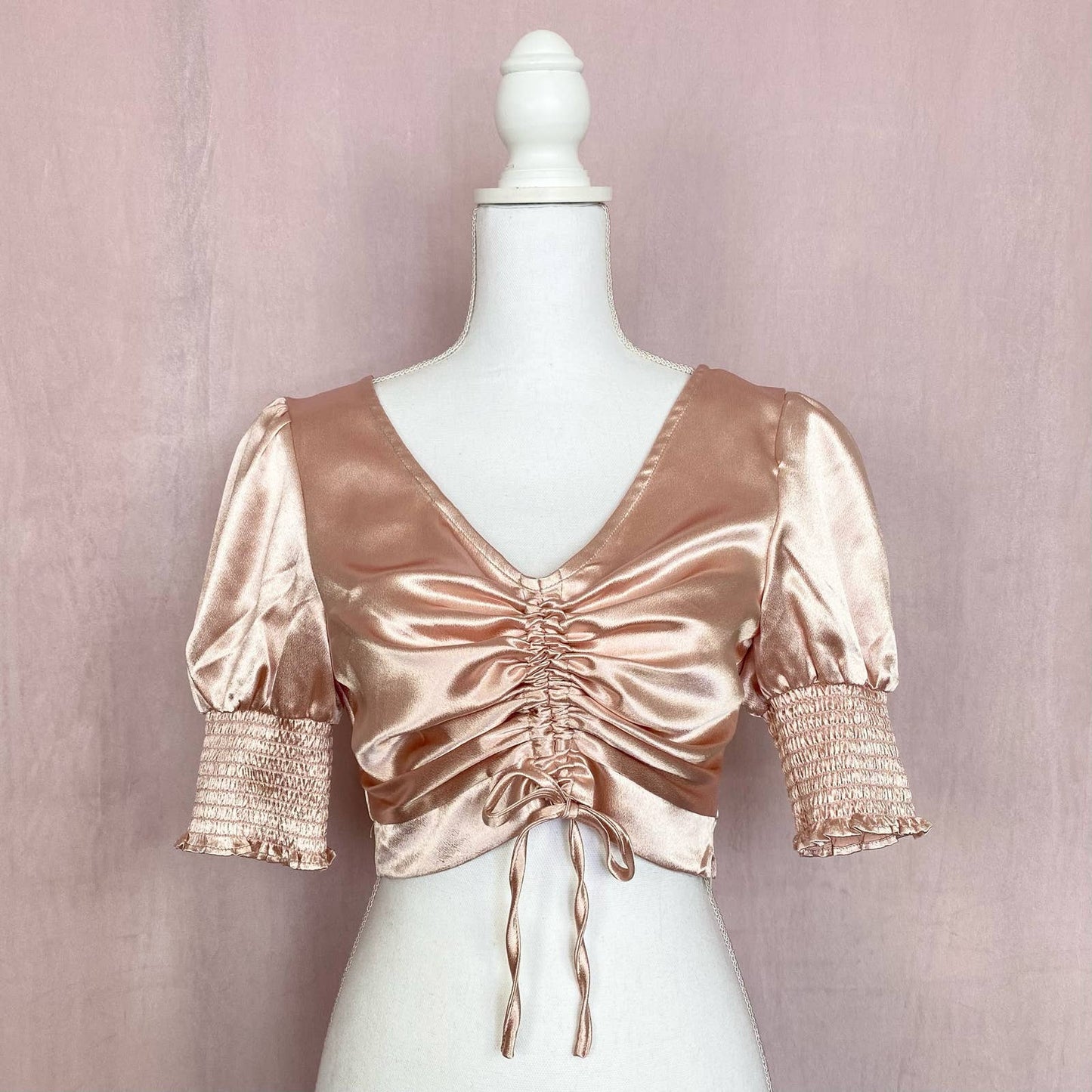 Secondhand Hesperus Satin Ruched Crop Top, Size Medium