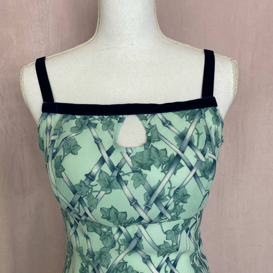 Vintage A-List Leaf Print Mini Dress, Size Small