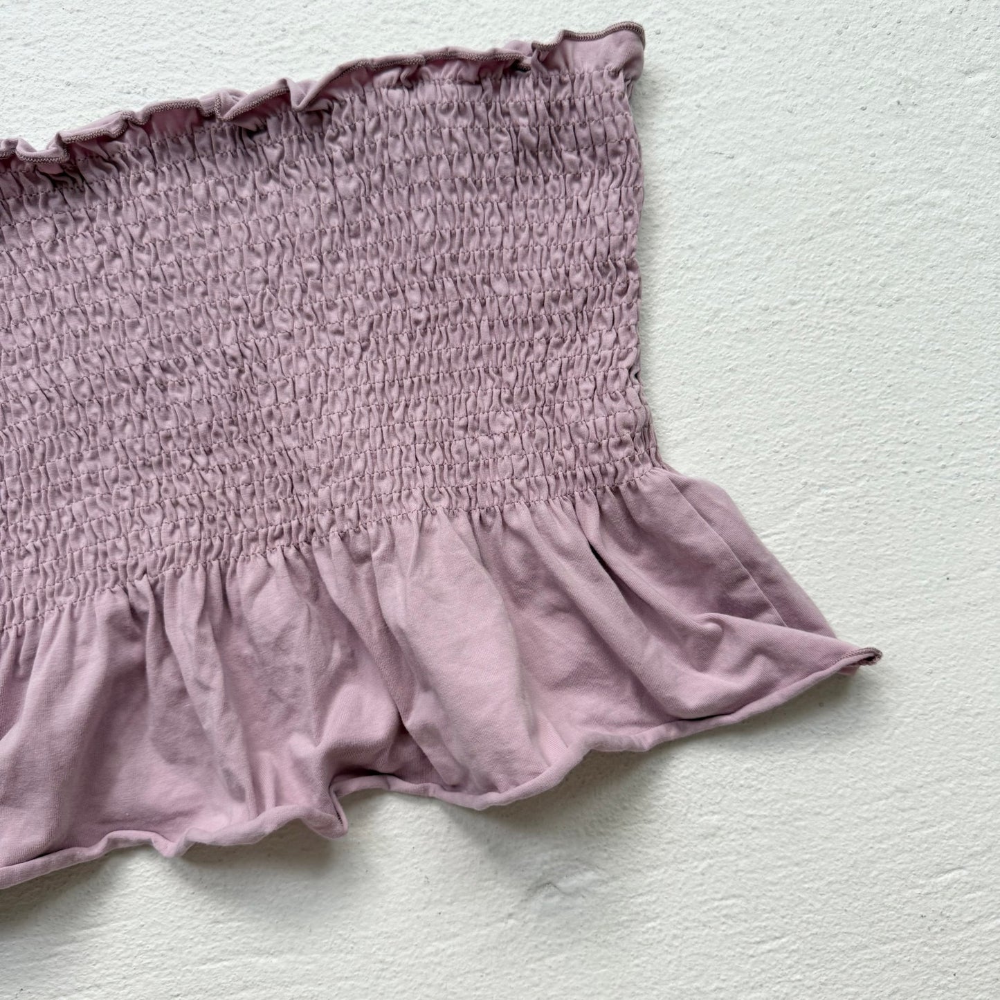 Reworked Lavender Smocked Ruffle Hem Tube Top, Size Large