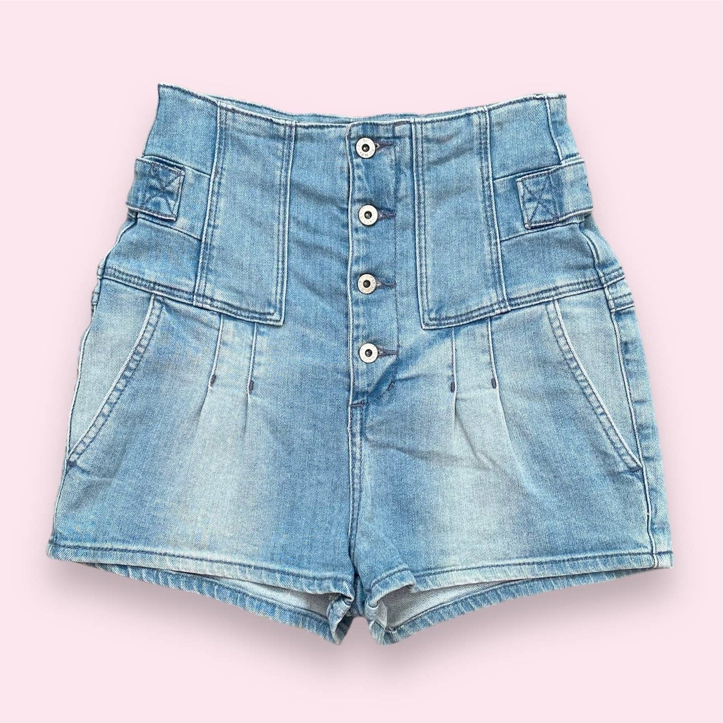 Secondhand Topshop Moto Denim High Waisted Shorts, W26