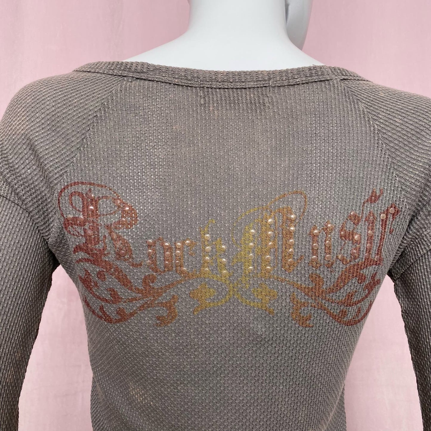 Y2K Anama Rock Graphic Grunge Asymmetrical Long Sleeve, Size Large