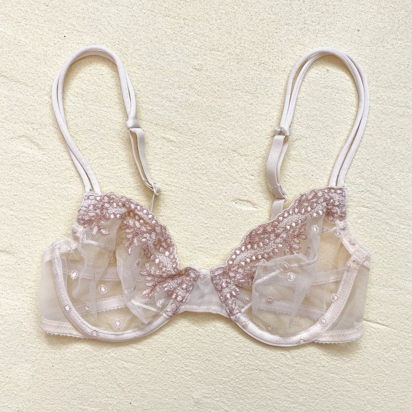 Y2K Calvin Klein Lace Mesh Underwire Bra, Size 32B