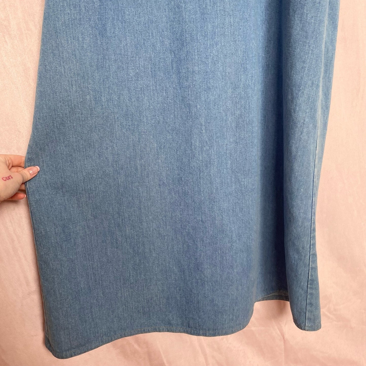 Vintage Lands' End Denim A-Line Midi Dress, Size 12