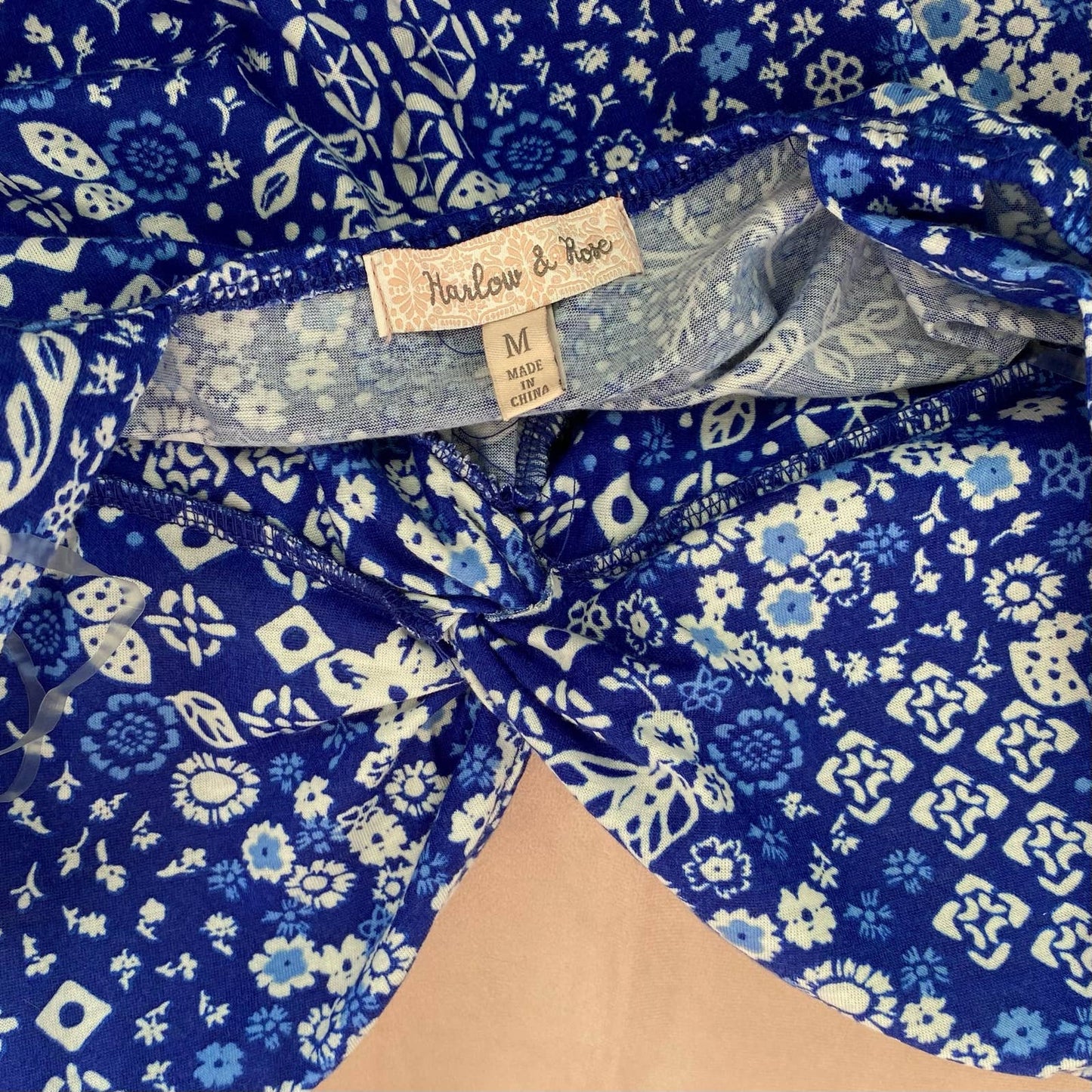 Secondhand Harlow & Rose Blue Floral Twist Front Dress, Size Medium