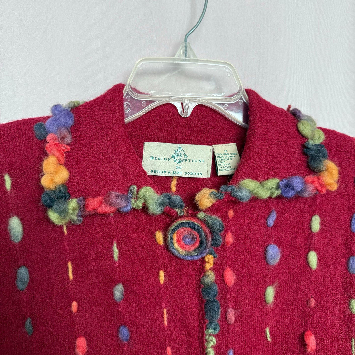 Secondhand Design Options Wool Cardigan Sweater, Size Medium