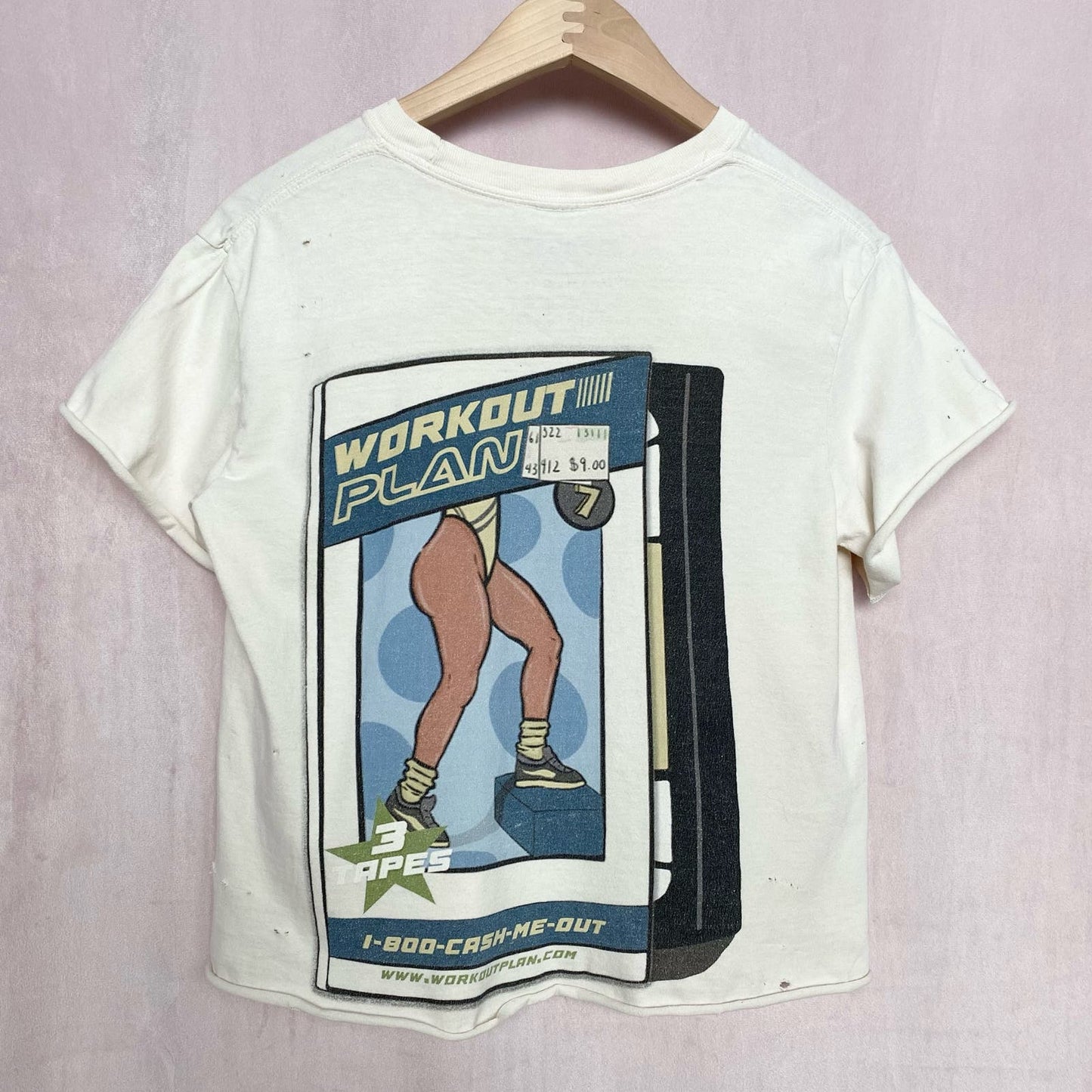 Reworked Envy NY Retro Workout VCR Distressed Tee, Size Small