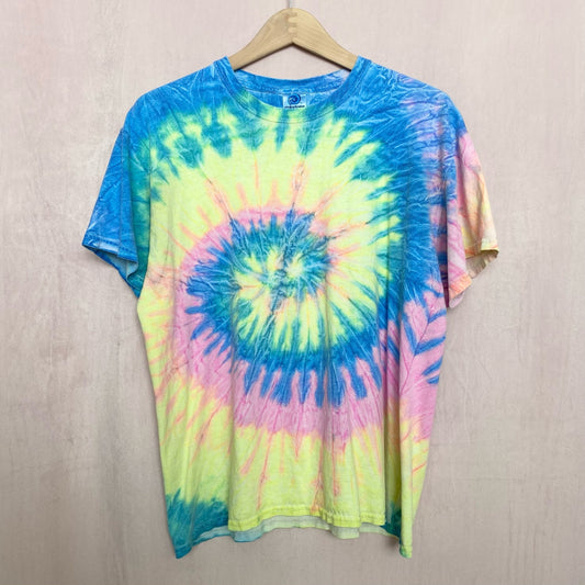 Y2K Colortone Rainbow Tie Dye T-Shirt, Size Large