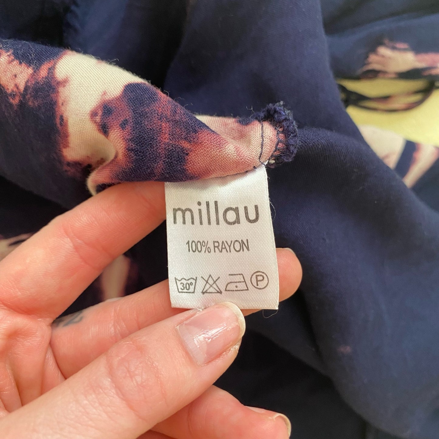 Secondhand Millau Boho Navy Tie Dye Flowy Mini Dress, Size Medium