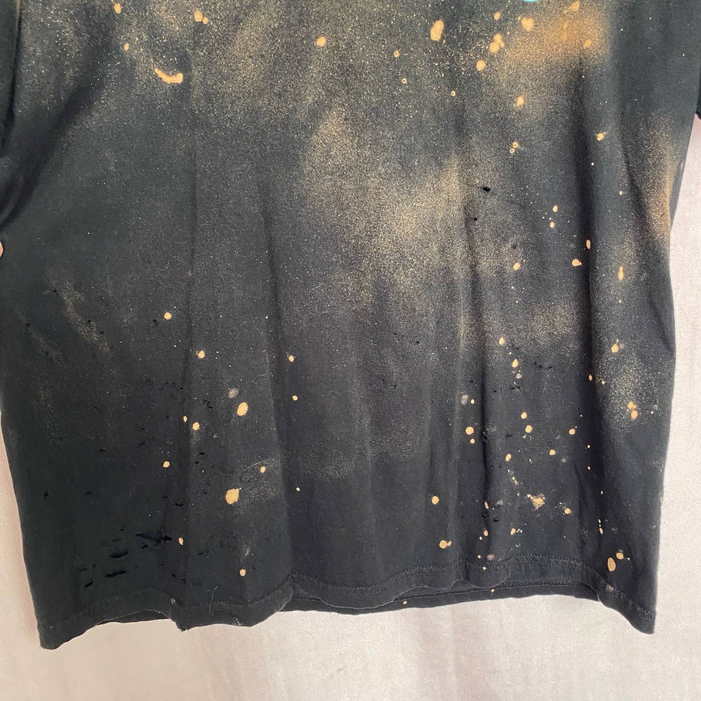 Upcycled Say Less Earth Graphic Distressed Acid Wash Tee, Size Large