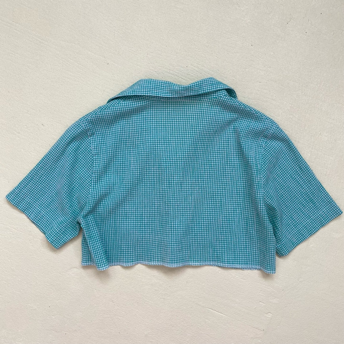 Upcycled Vintage Crop Embroidered Shirt, Size Small