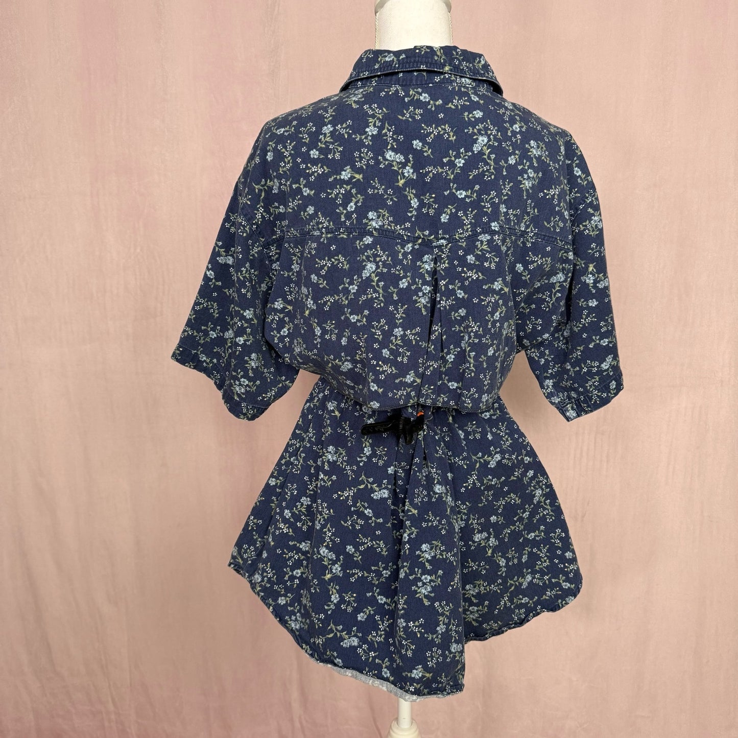Upcycled Button Up Crop Shirt & Skirt Set, Size L/XL
