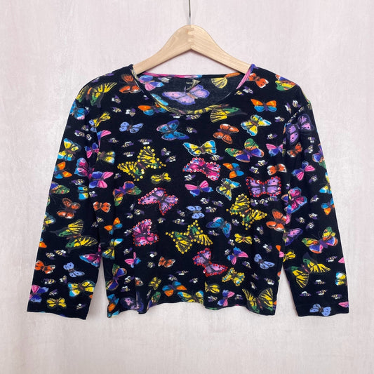 Y2K Sacred Threads Butterfly Sequins Top, Size S/M