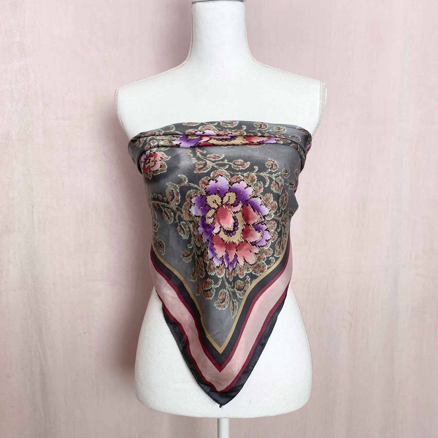 Vintage Bill Blass Floral Silk Scarf Shawl