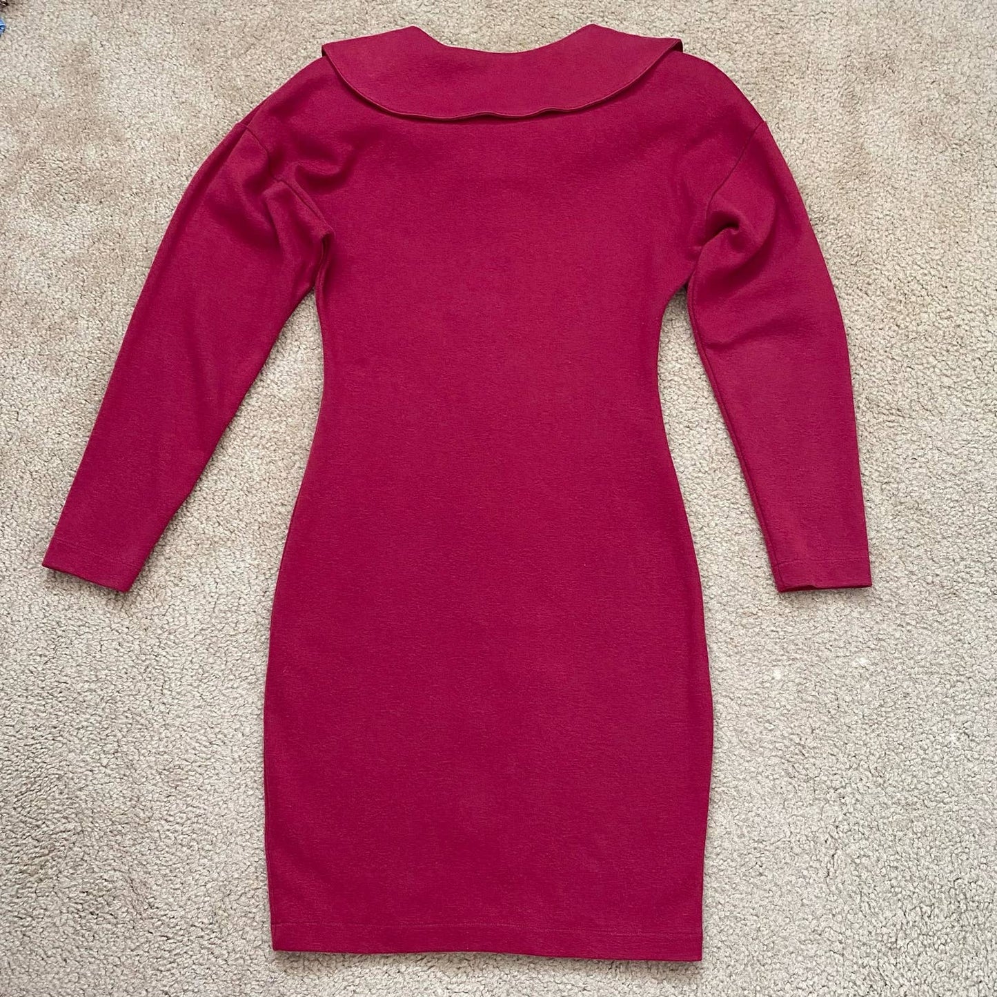 Vintage Express Button Front Long Sleeve Dress, Size Small