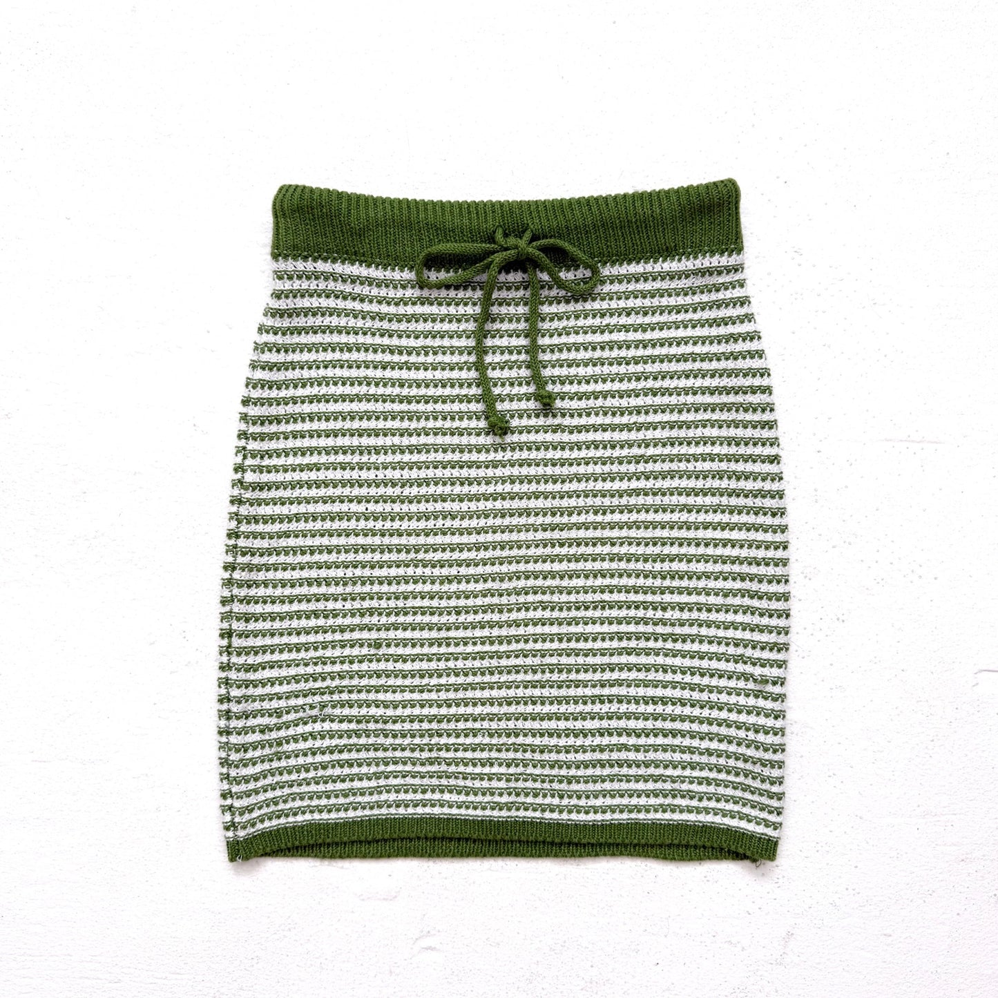 Secondhand Shop The Narrative Green White Crochet Mini Knit Skirt Size S
