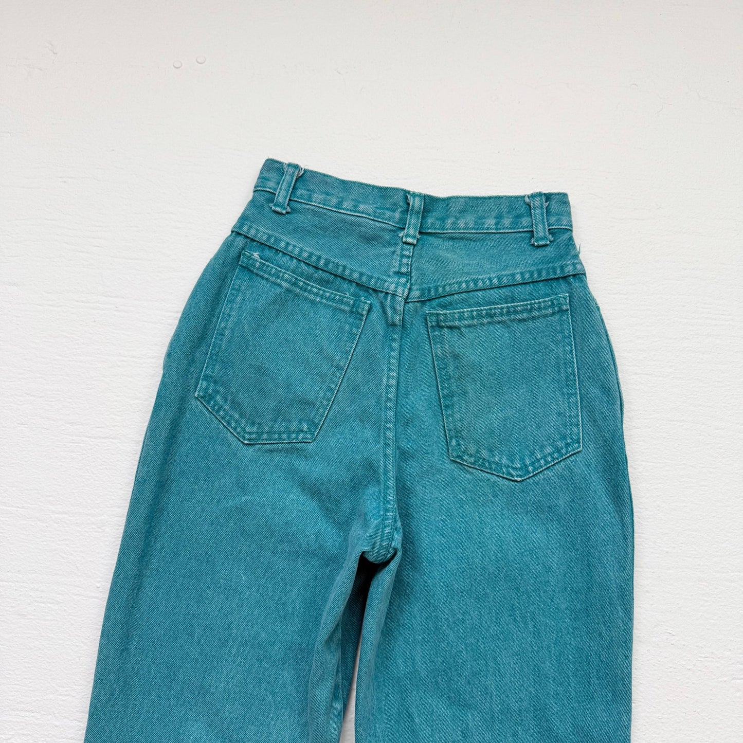 Vintage 90s Stefano Teal High-Rise Tapered Jeans, Size 23"