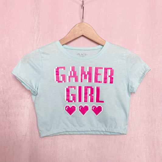 Reworked Gamer Girl Crop Baby Tee, Size XS