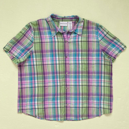 Vintage Alfred Dunner Pastel Plaid Button Down, Size 18