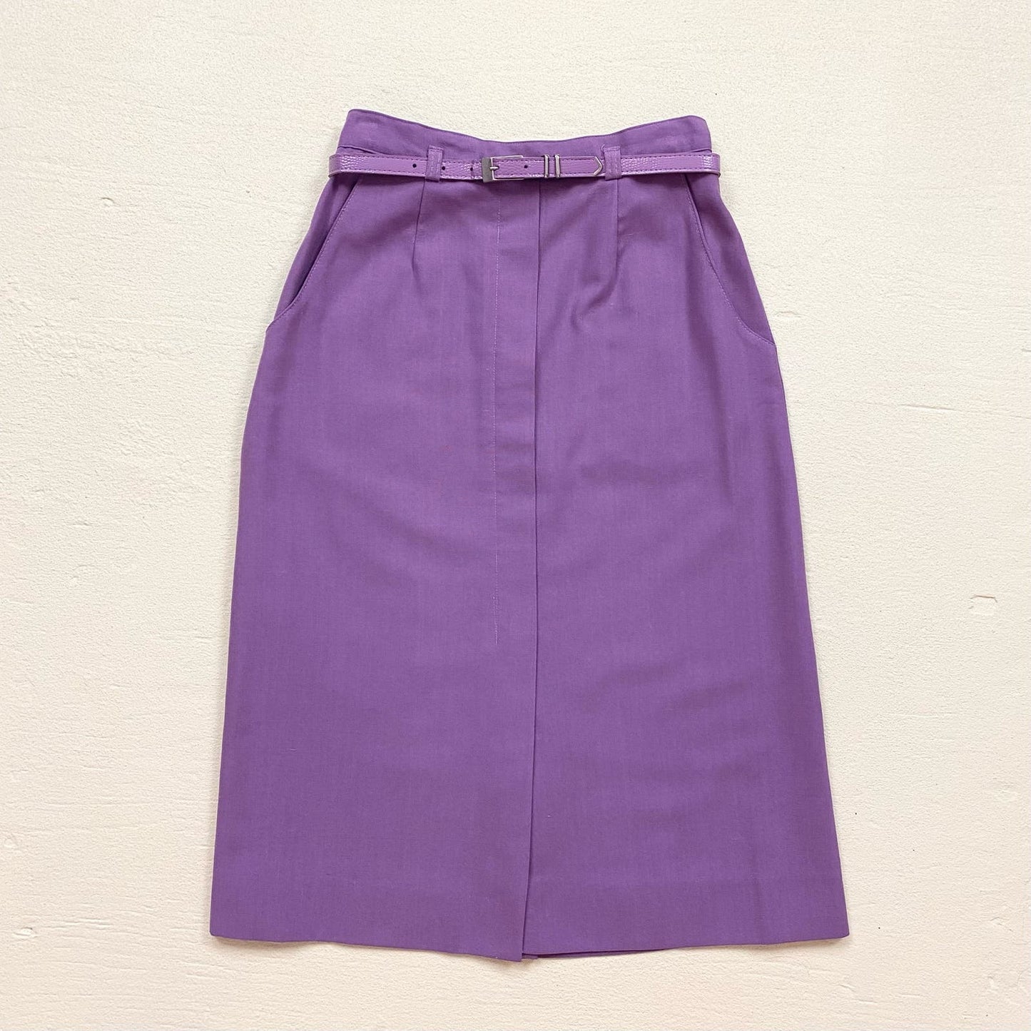 Vintage Campus Casuals Purple A-Line Skirt with Belt, Size XS
