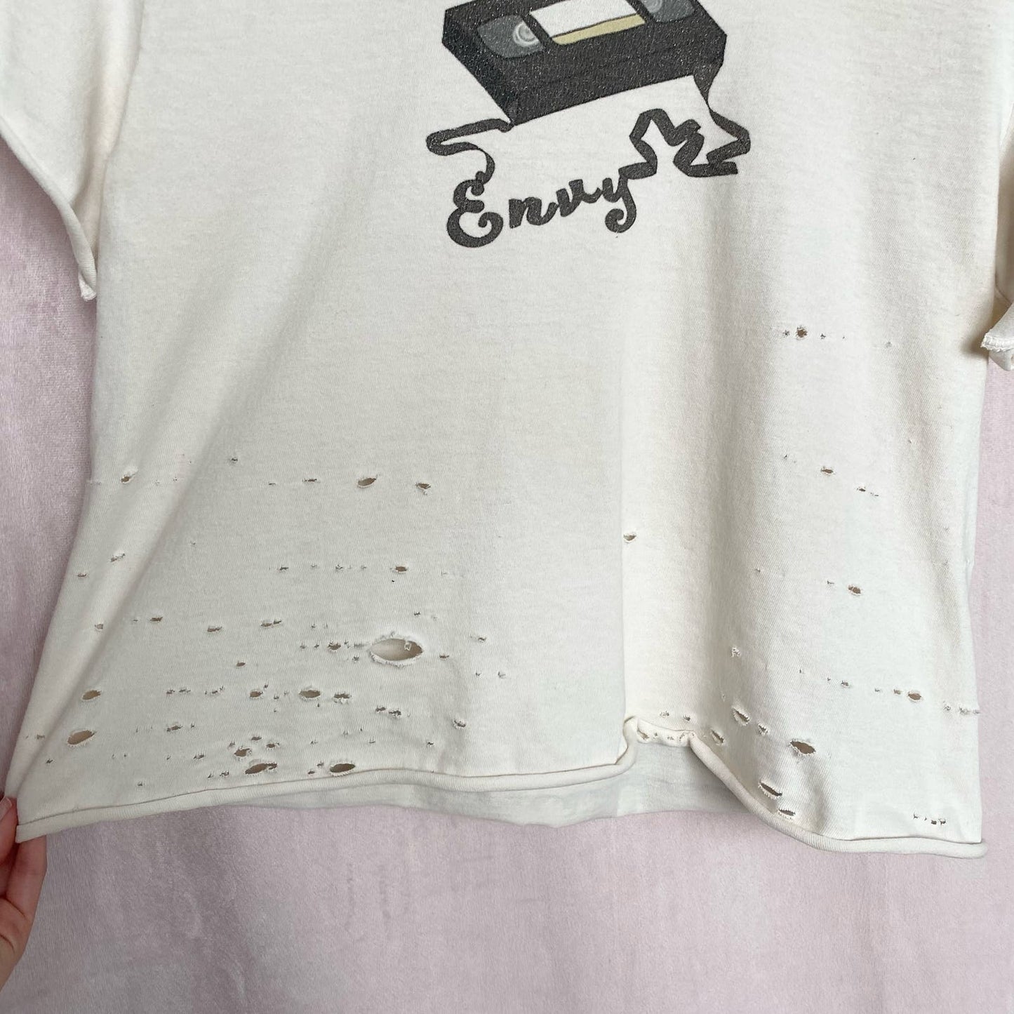 Reworked Envy NY Retro Workout VCR Distressed Tee, Size Small