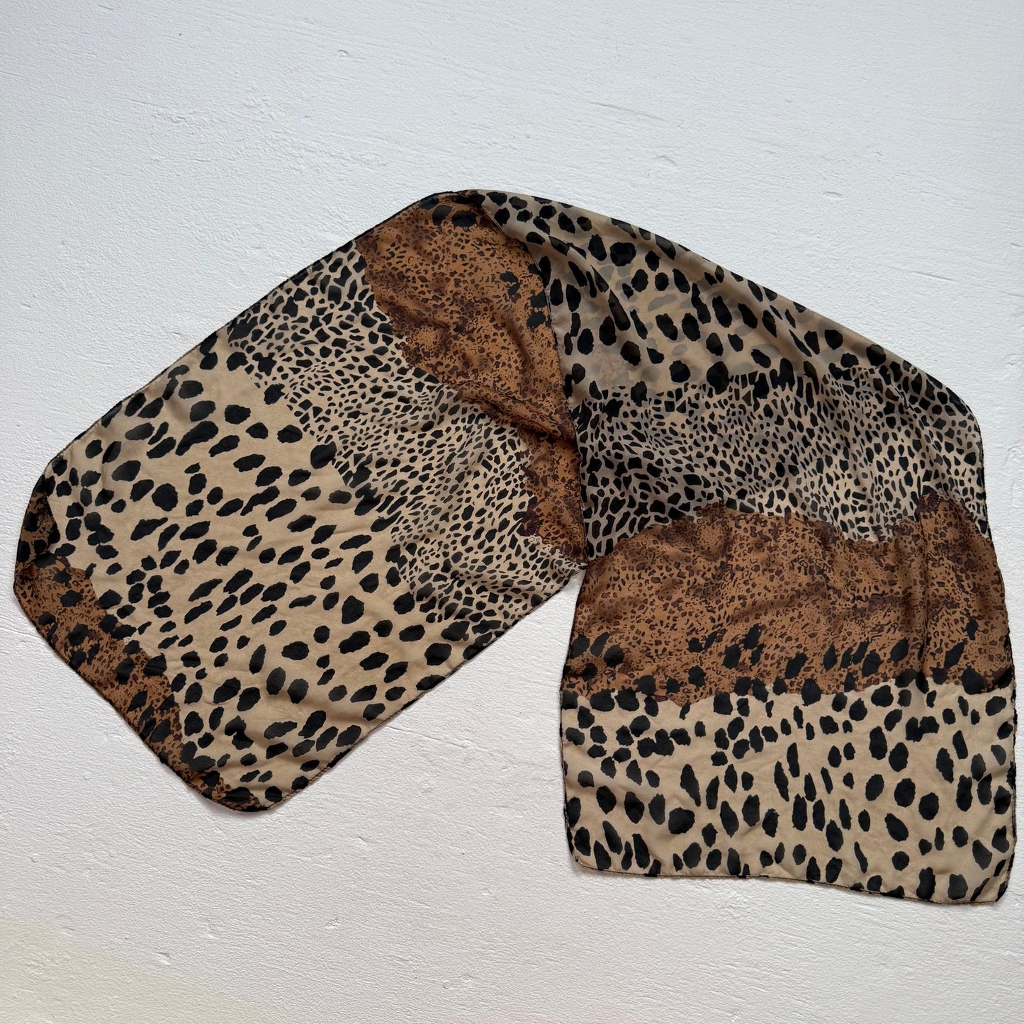 Secondhand Leopard Print Sheer Scarf Brown Tan Black Animal Print Wrap
