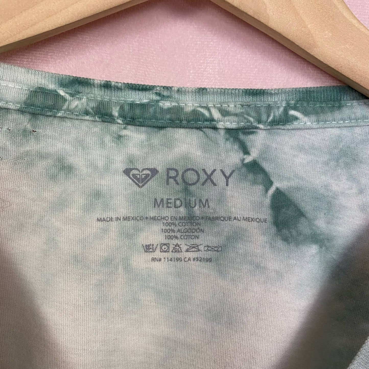 Upcycled Roxy Distressed Tie Dye Crop Smiley Tee, Size Medium