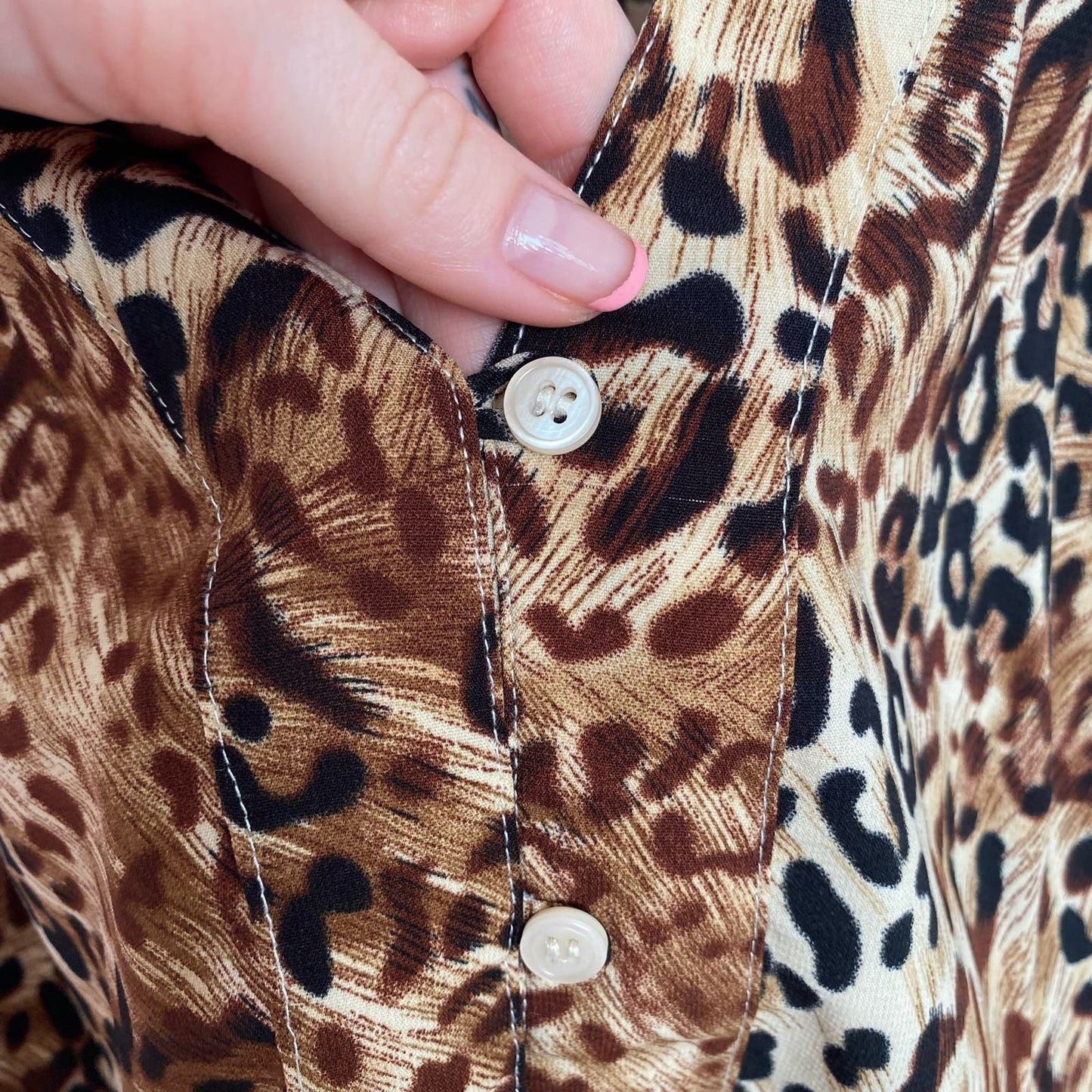 Vintage Millenium Leopard Print Button Up Blouse, Size XL