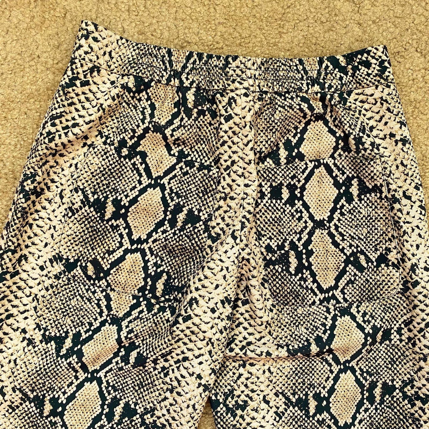 Secondhand Zara Snakeskin Print Flare Pants, Size XS