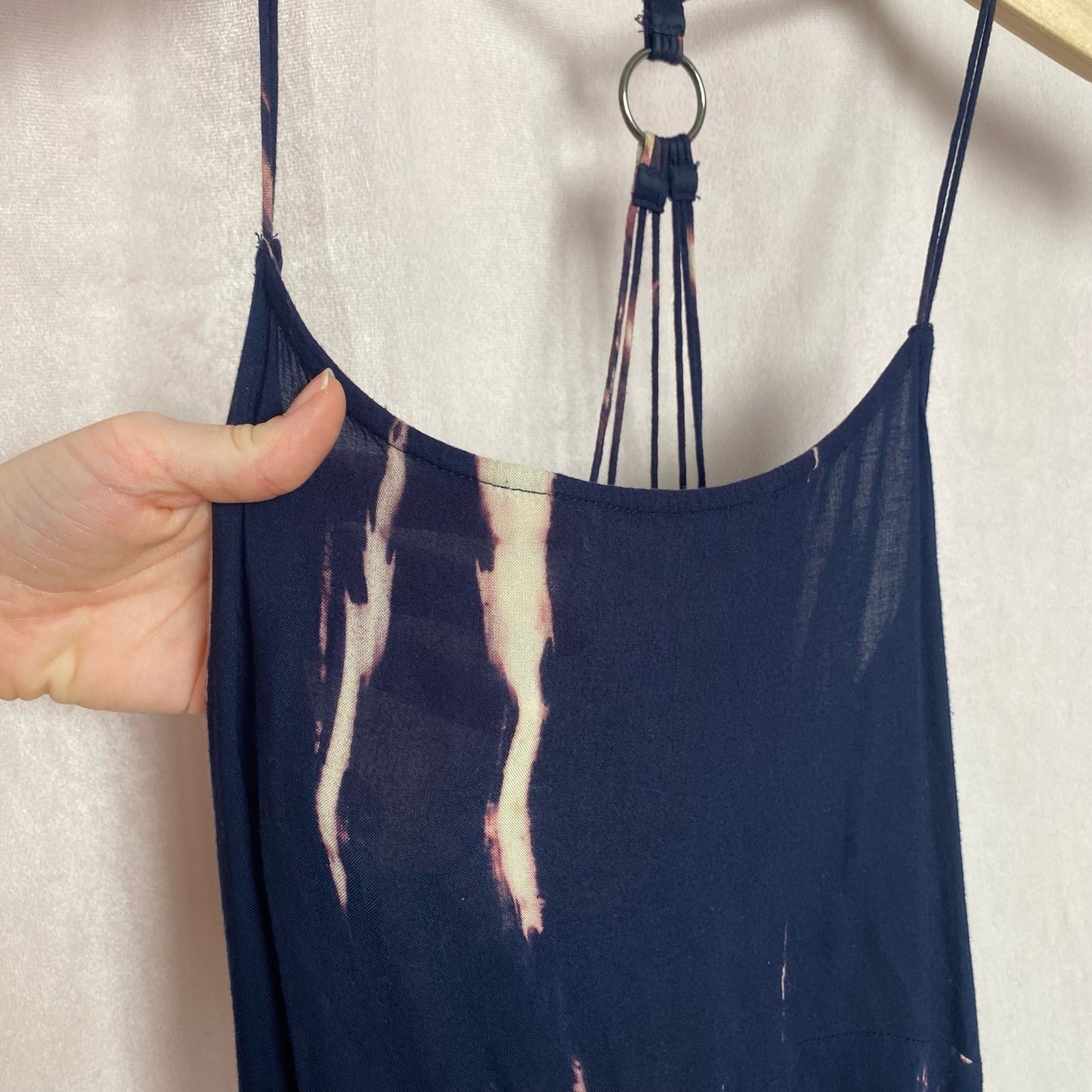 Secondhand Millau Boho Navy Tie Dye Flowy Mini Dress, Size Medium