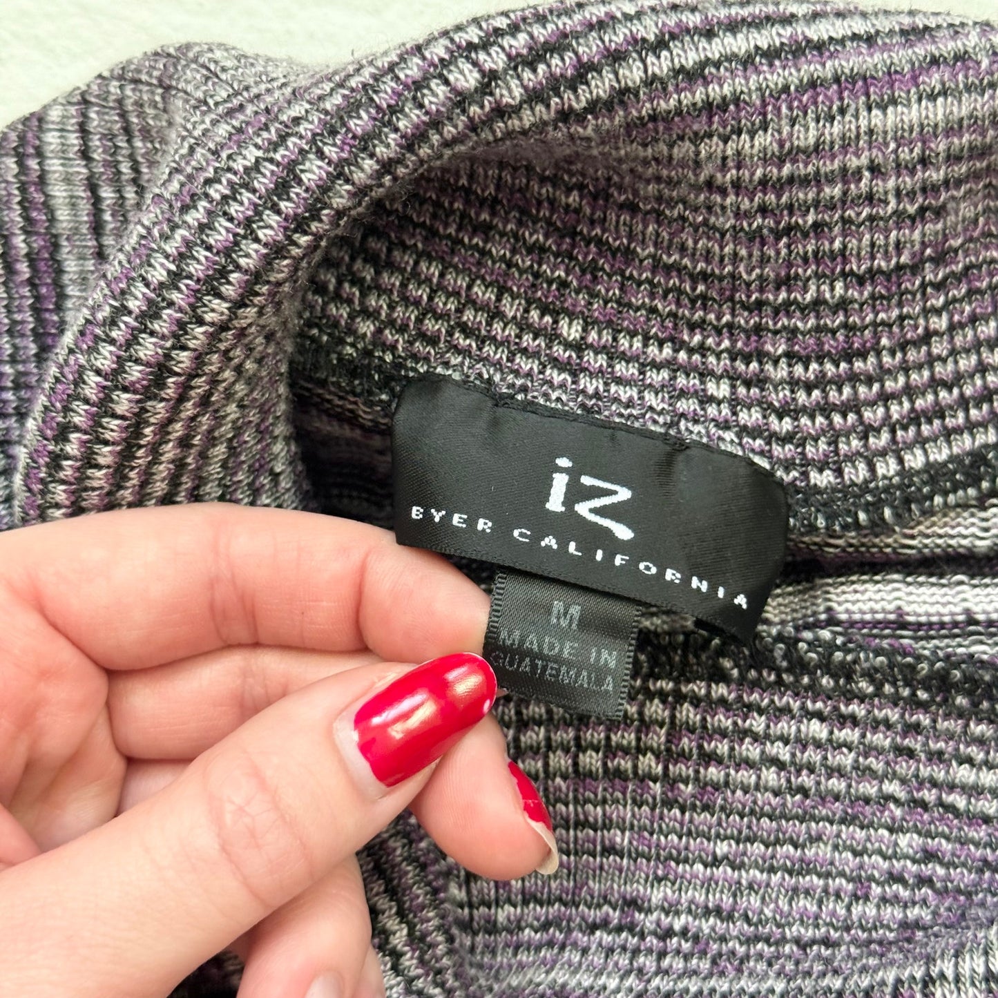 Y2K iZ Byer California Purple Ribbed Knit Striped Top, Size Medium