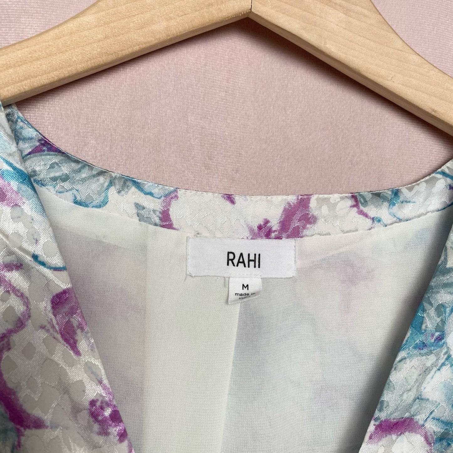 Secondhand Rahi Floral Puff Sleeve V-Neck Button Up Blouse, Size Medium