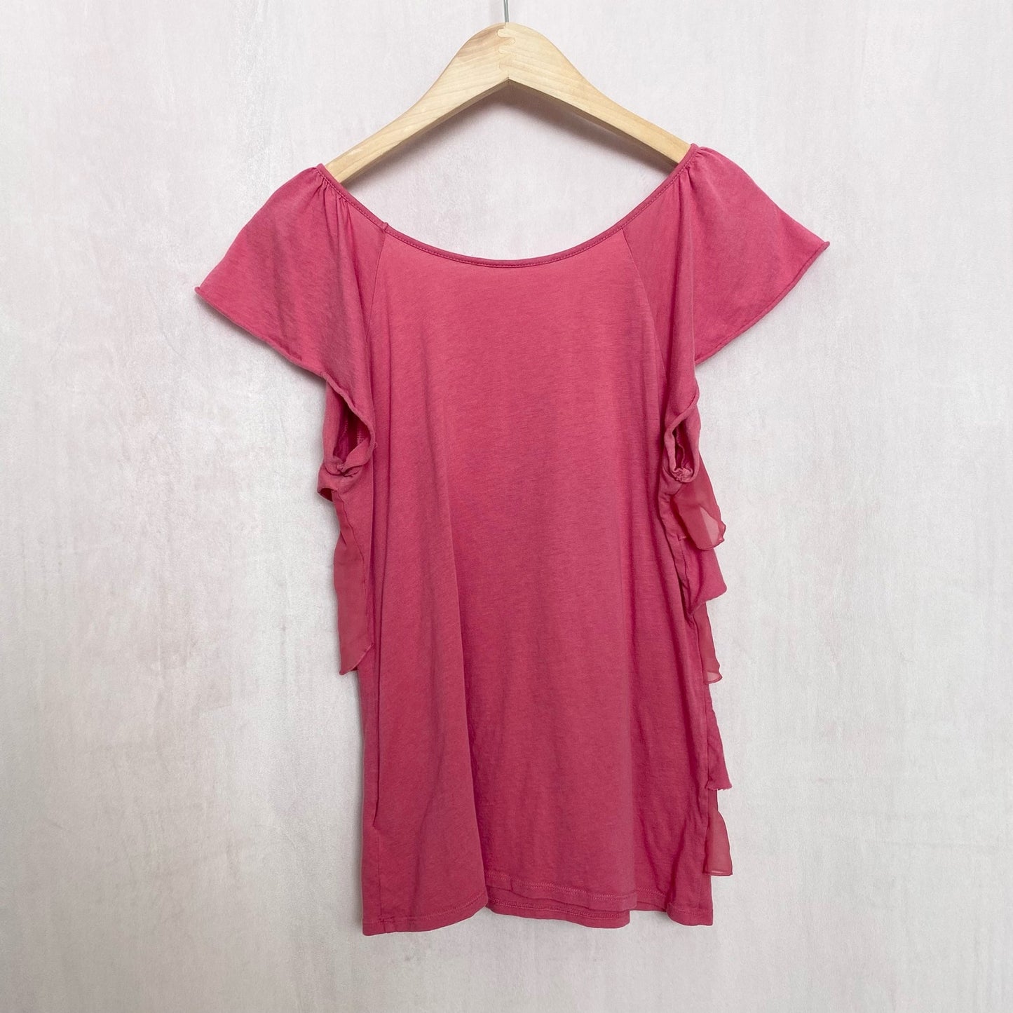Y2K Pink Tiered Ruffle Cap Sleeve Top, Size M/L
