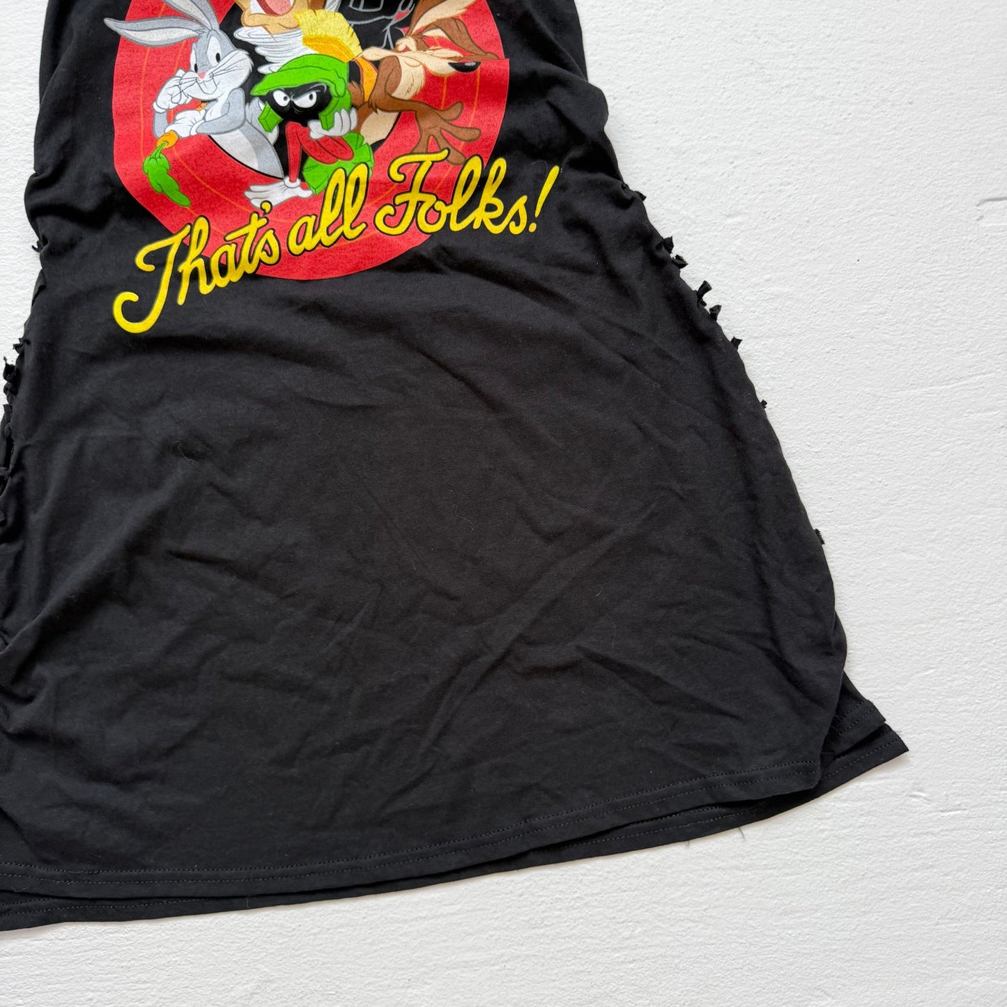 Upcycled Looney Tunes Graphic Cami Mini Tie Dress, Size S/M