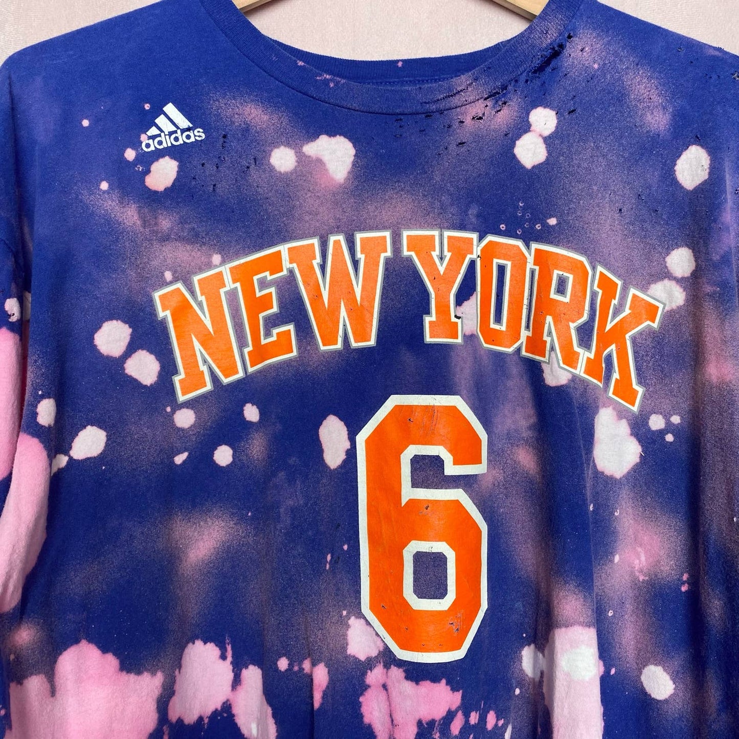 Upcycled Adidas New York Knicks Distressed T-Shirt, Size 2X
