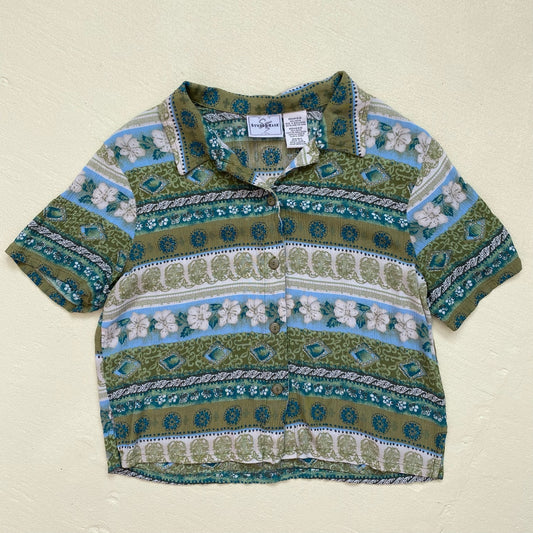 Vintage Studio Ease Tropical Floral Button Down, Size Medium