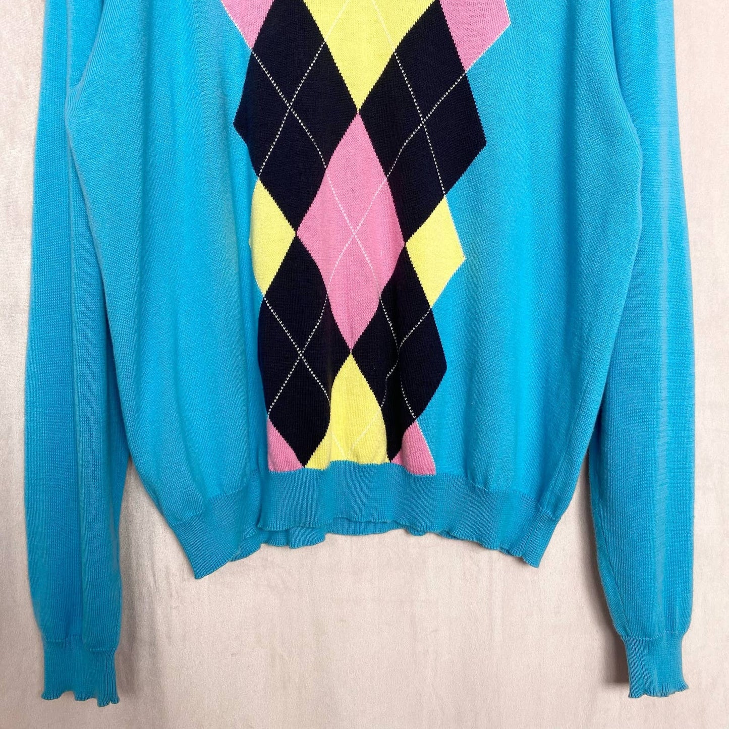 Secondhand Jed Argyle Pullover V-Neck Sweater, Size XL