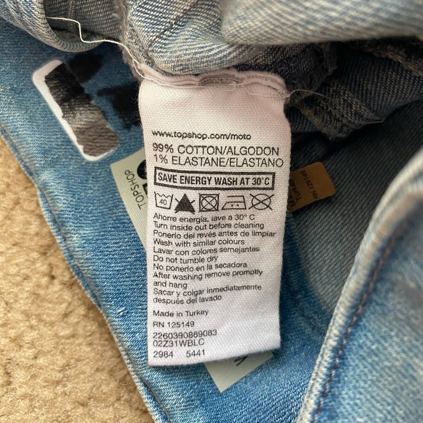 Secondhand Topshop Moto Denim High Waisted Shorts, W26