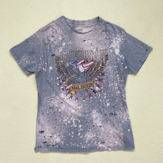 Upcycled Distressed Acid Wash USA Graphic Tee, Size Large