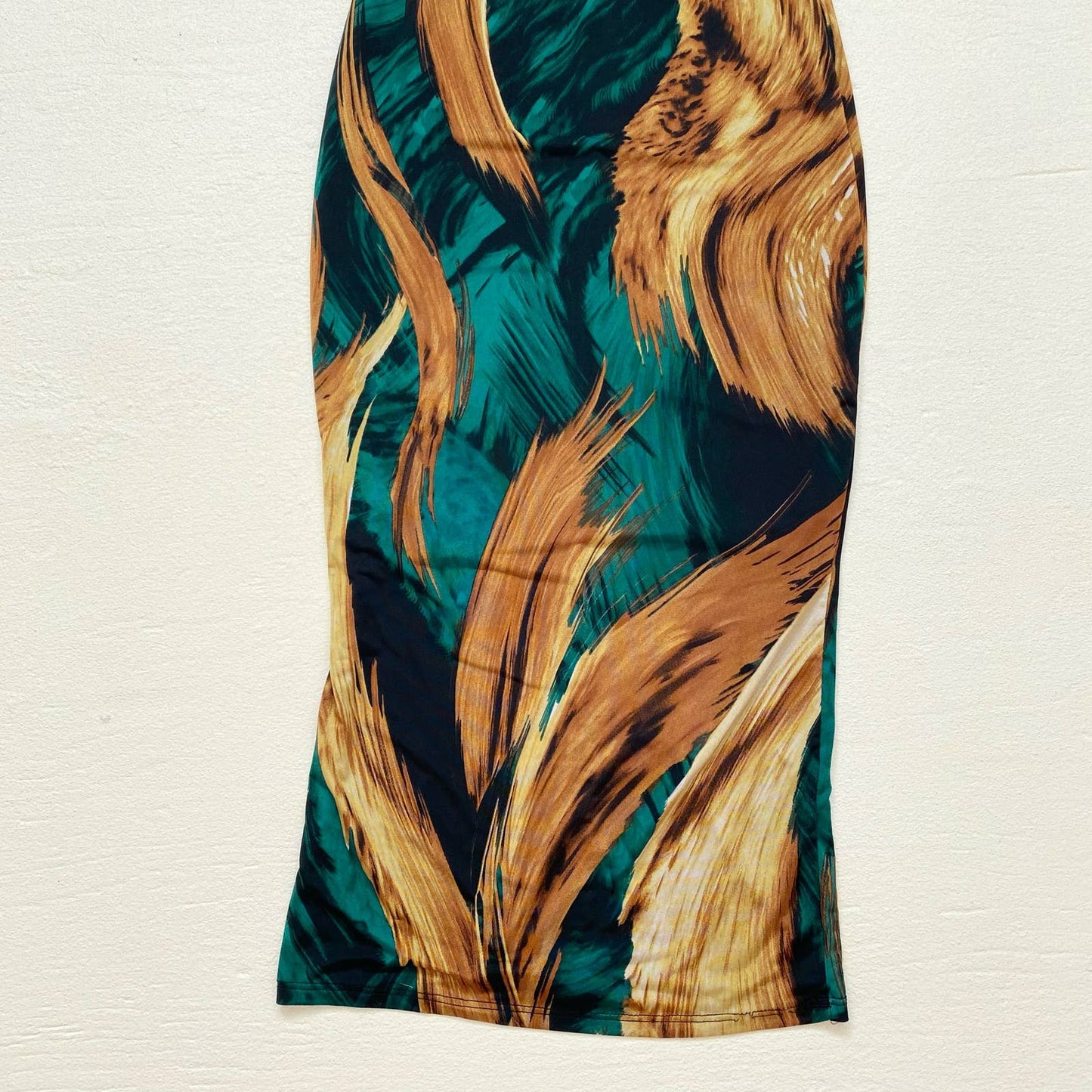 Secondhand Fashion Nova Fine Arts Sleeveless Midi Dress - Green/Combo, Size Small