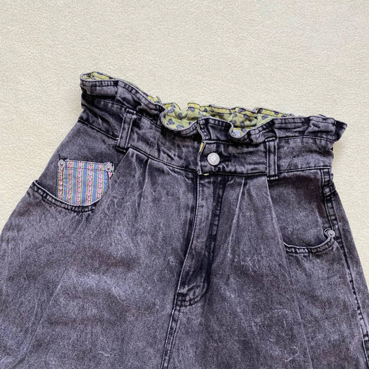 Vintage Get! High Rise Paper Bag Denim Shorts, Size 5/6