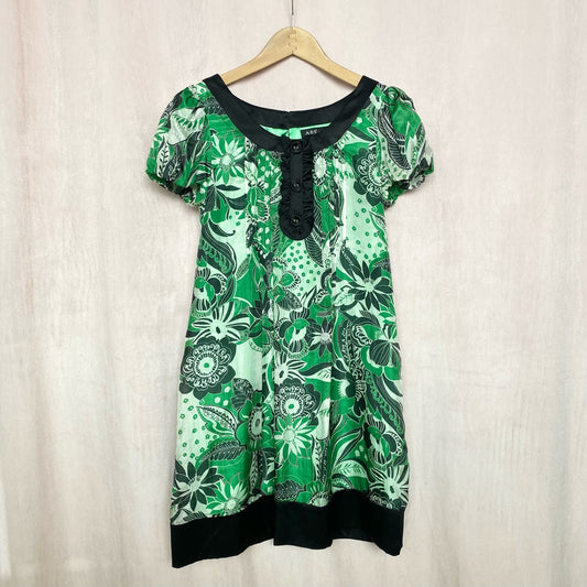 Vintage ABS Collection Green Floral Silk Dress, Size 2